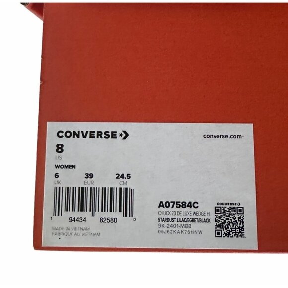 ❤️Converse Chuck 70 De Luxe Wedge Hi Sz 8 Womens Shoes Purple Sneakers A07584C - Picture 10 of 13